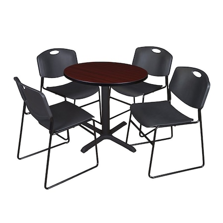 Cain Cain Round Table & Chair Set, Wood, Metal, Polypropylene Top TB30RNDMH44BK